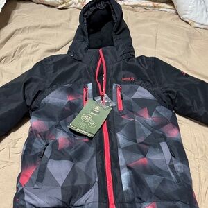 Kamik Kids' Geometric Black and Red Puffer Jacket